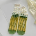 thumbnail image 2 of Bibifish Womens Socks Breathable Comfy Lace Socks Ladies Sheer Floral Embroidered Socks Vintage Transparent Thin Mesh Crew Socks, 2 of 5