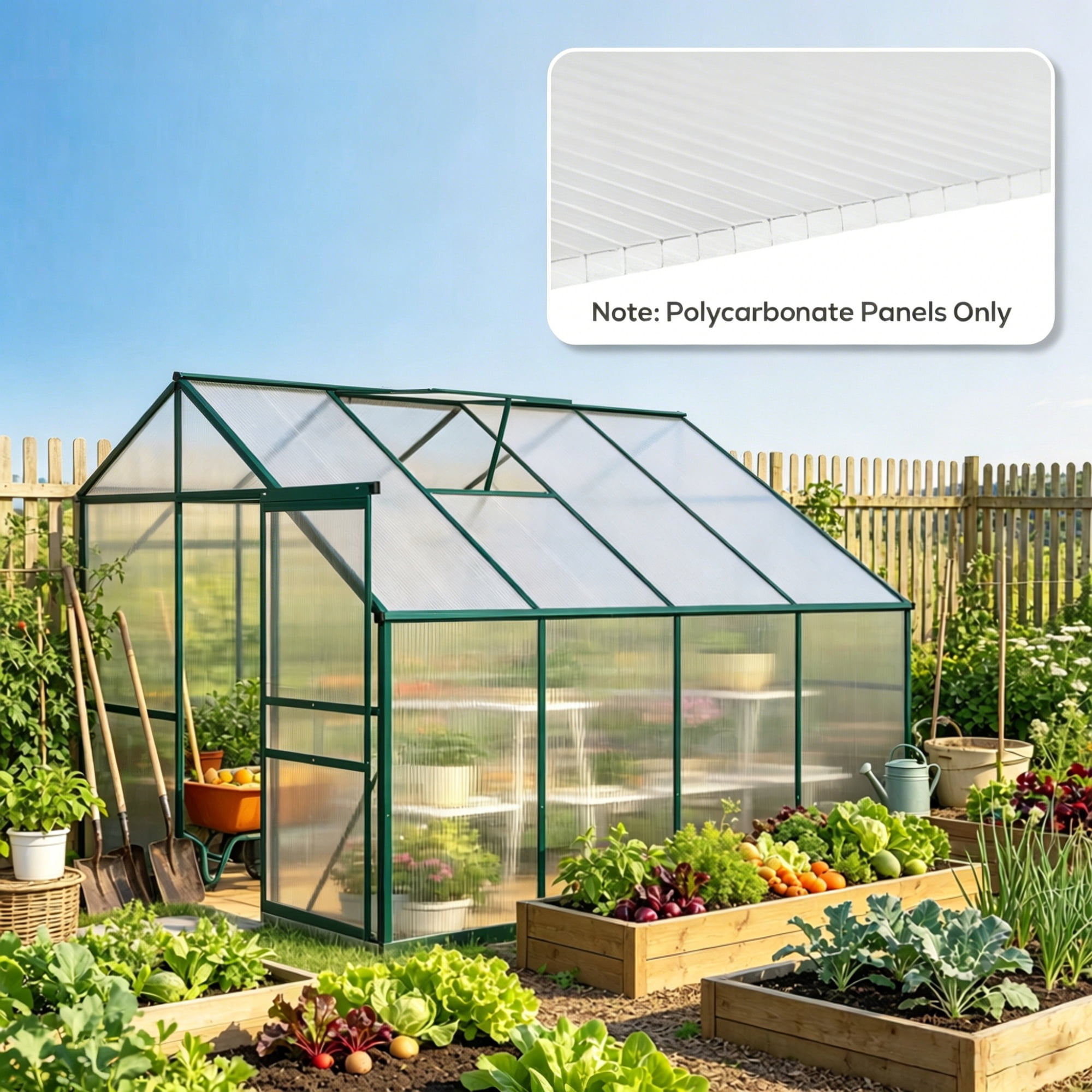 14 Pieces 4'x2'x0.16" Twin-Wall Polycarbonate Greenhouse Panels Clear Waterproof UV Protected for Gardening And Agriculture（Polycarbonate Panels Only）