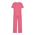 thumbnail image 5 of QATAINLAV Plus Size Overalls with Pocket for Women 2025 Short Sleeve V Neck Jumpsuits Baggy One Piece Wide Leg Romper Solid Casual Loungewear Pink XXXL Dollar Sales, 5 of 7