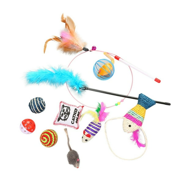 10Pcs Best Pet Supply Value Cat Toys Variety Bundle Set with Wand Balls, Mouses, Catnip