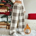 thumbnail image 5 of ZyeKqe Womens Pajama Pants Plaid Fuzzy Fleece Lounge Pjs Bottoms Winter Warm Homewear Cozy Lounge Trousers, 5 of 7