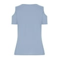 thumbnail image 6 of Homenesgenics Tops for Women Plus Size,Tunic Tops for Women,Crop Tops for Women Women Summer Sexy T- Shirt Cold Shoulder Pullover Blouse-Neck Short Sleeve Solid Blue S, 6 of 7