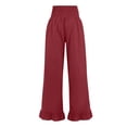 thumbnail image 5 of Nestiefly Womens Wide Leg Pants Drawstring Elastic High Waisted Ruffle Hem Palazzo Casual Pants with Pockets 2026 Wine 2XL, 5 of 7