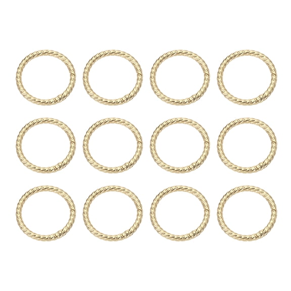 Uxcell 12pcs Spring O Rings 1 1/2"(38mm) Round Trigger Metal Snap Hook Circle Key Ring Clip Keychain for Bags Handbag Purses Keyring Buckle, Light Gold