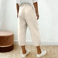 thumbnail image 6 of Axiiglly Cotton Linen Capri Pants for Women Drawstring Elastic Waist Relaxed Fit Summer Holiday Travel Lounge Capris, S-3XL, 6 of 9