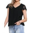 thumbnail image 4 of INSPIRE CHIC Women's Mock Neck Work Shirt Dressy Short Sleeve Casual Blouse M Black, 4 of 6