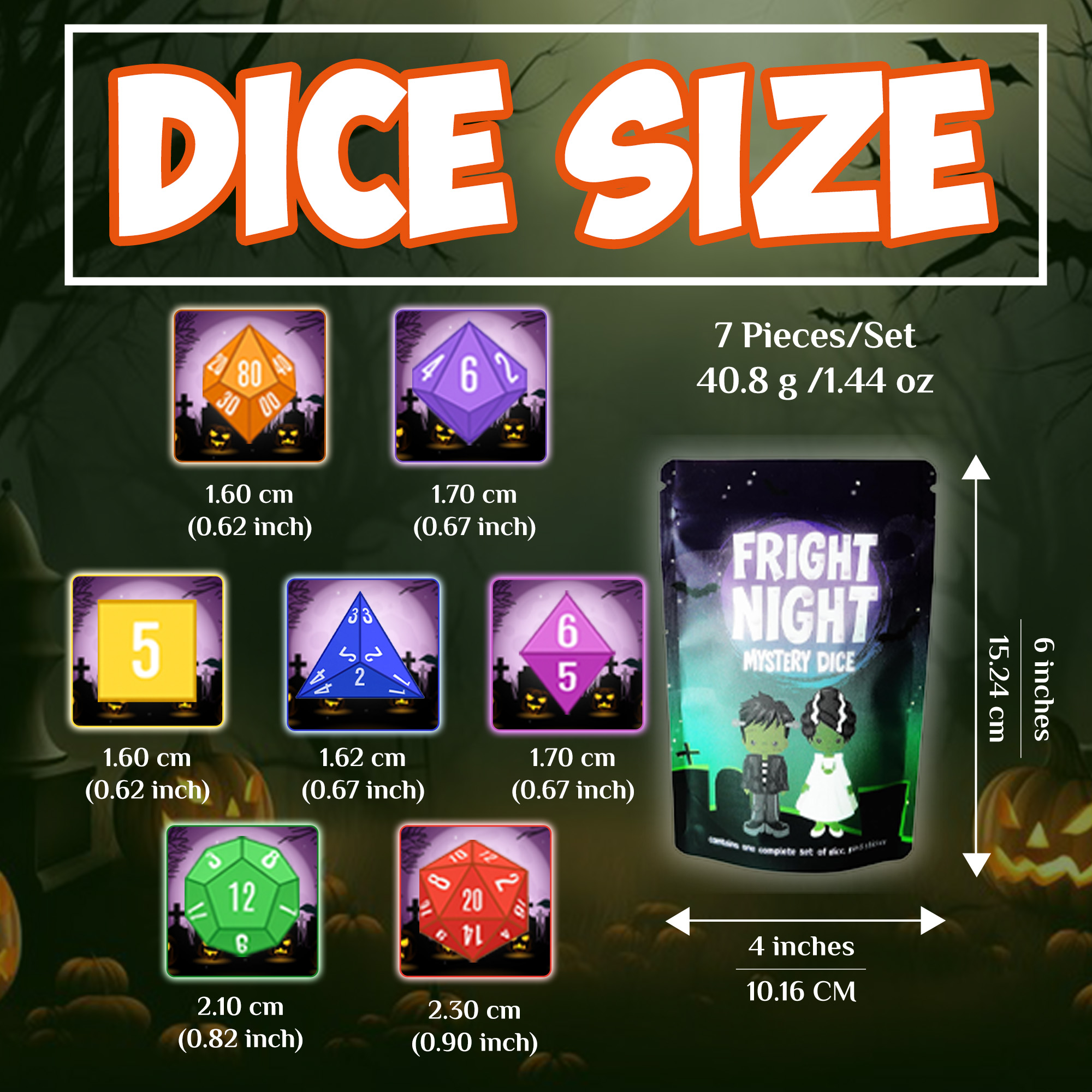 1985 Games Fright Night Mystery Dice Set photo 4