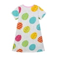 thumbnail image 2 of HILEELANG Little Girls Cotton Dress Short Sleeve Casual Summer Sundress Easter Eggs Printed Jumper Skirt 6Years, 2 of 6