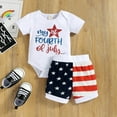 thumbnail image 2 of Zanarzt Baby Girls First 4th Of July Outfit 2 Piece 4th Of July Baby Girl Outfits Summer Print Top Romper Shorts Two-Piece Set Children'S Clothing White,3 Months, 2 of 8