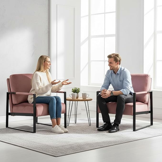 Modern Accent Chair with Durable Square Metal Frame