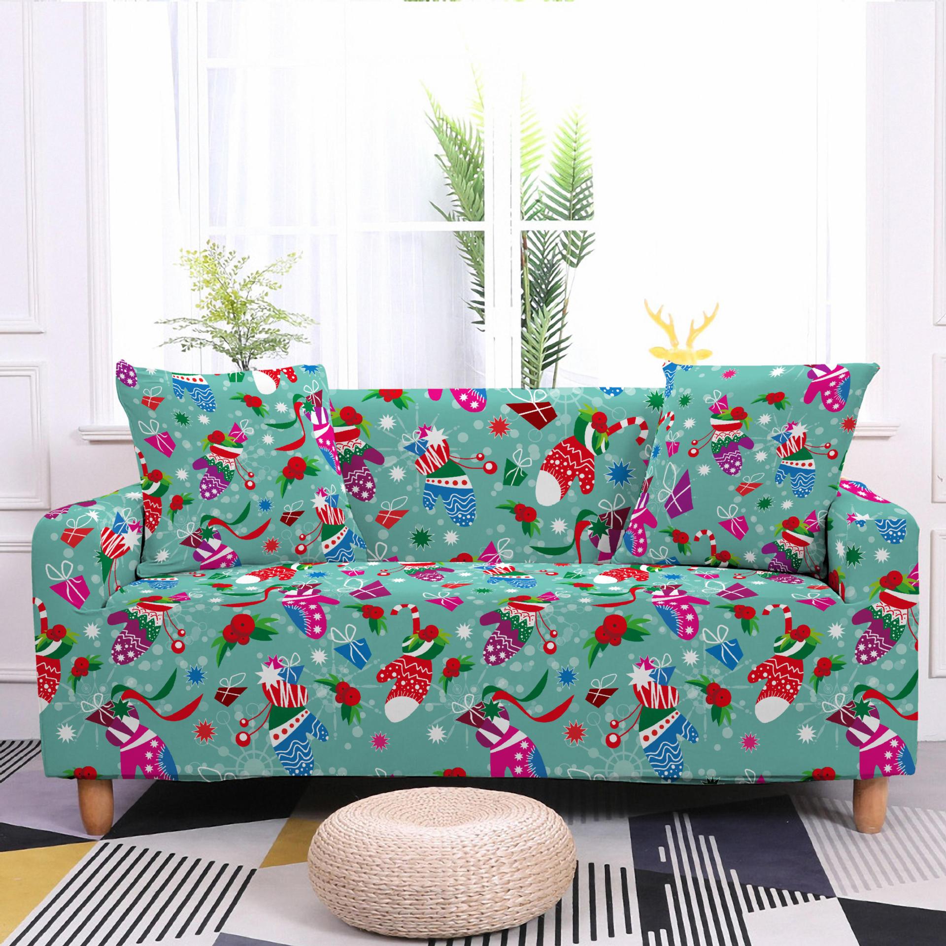 Christmas Sofa Cover Xmas Theme Printing Sofa Slipcover Stretch