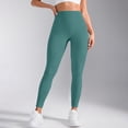 thumbnail image 4 of Duoif Women's High Waisted Yoga Pants Slim Fit Quick Drying Leggings Hip Lifting Texture Fitness Pants Womens Bottoms Light Green L, 4 of 7