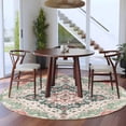 thumbnail image 3 of Round Rugs 5Ft, Green Pink Boho Floral Round Area Rug Washable Indoor Throw Carpet, Southwestern Ethnic Flowers Retro Soft Non Slip Circle Rug for Cabinet Bathroom Home Decor Aesthetic, 3 of 8