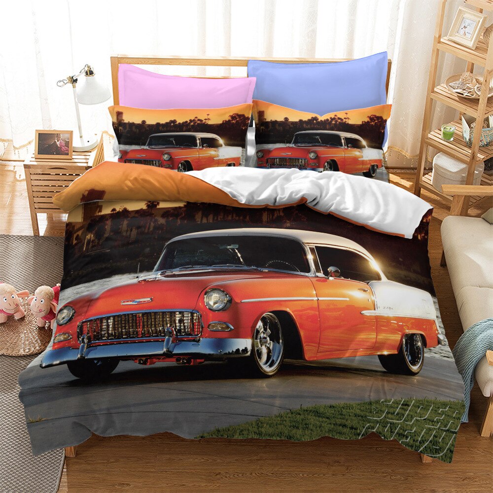 3D Printed Car Bedding Set Racing Car Duvet Cover Sets Boys Bed Linen
