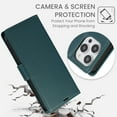 thumbnail image 5 of Compatible with iPhone 13 Pro Wallet Case with Credit Card Holder & Cash Slot, RFID Blocking Durable PU Leather Flip Magnetic Protective Stand Cover Wrist Strap Women Men,Green, 5 of 7