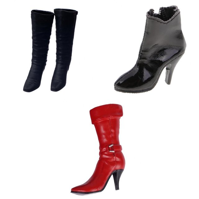 3 Pares De Botas Femeninas A Escala 1/6, Zapatos De Tobillo De Tacón Alto Para HT 12in Action Sunnimix Botas de figura de acción de 12 pulgadas