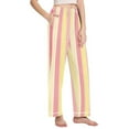 thumbnail image 2 of FORMRS Women's Pajama Pants with Pockets Soft Comfy Loungewear Sleep Bottom, Sizes S-2XL, Pink and Yellow Striped Pattern, 2 of 8