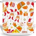 thumbnail image 1 of Festive Christmas Shower Curtain with Playful Elves & Cheerful Designs, 1 of 4