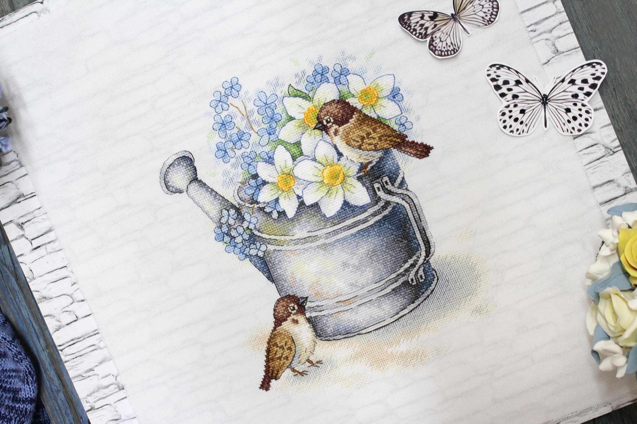 Cross-Stitch Kit Daffodil Lovers SA-026 Needlework MP Studia White Butterfly