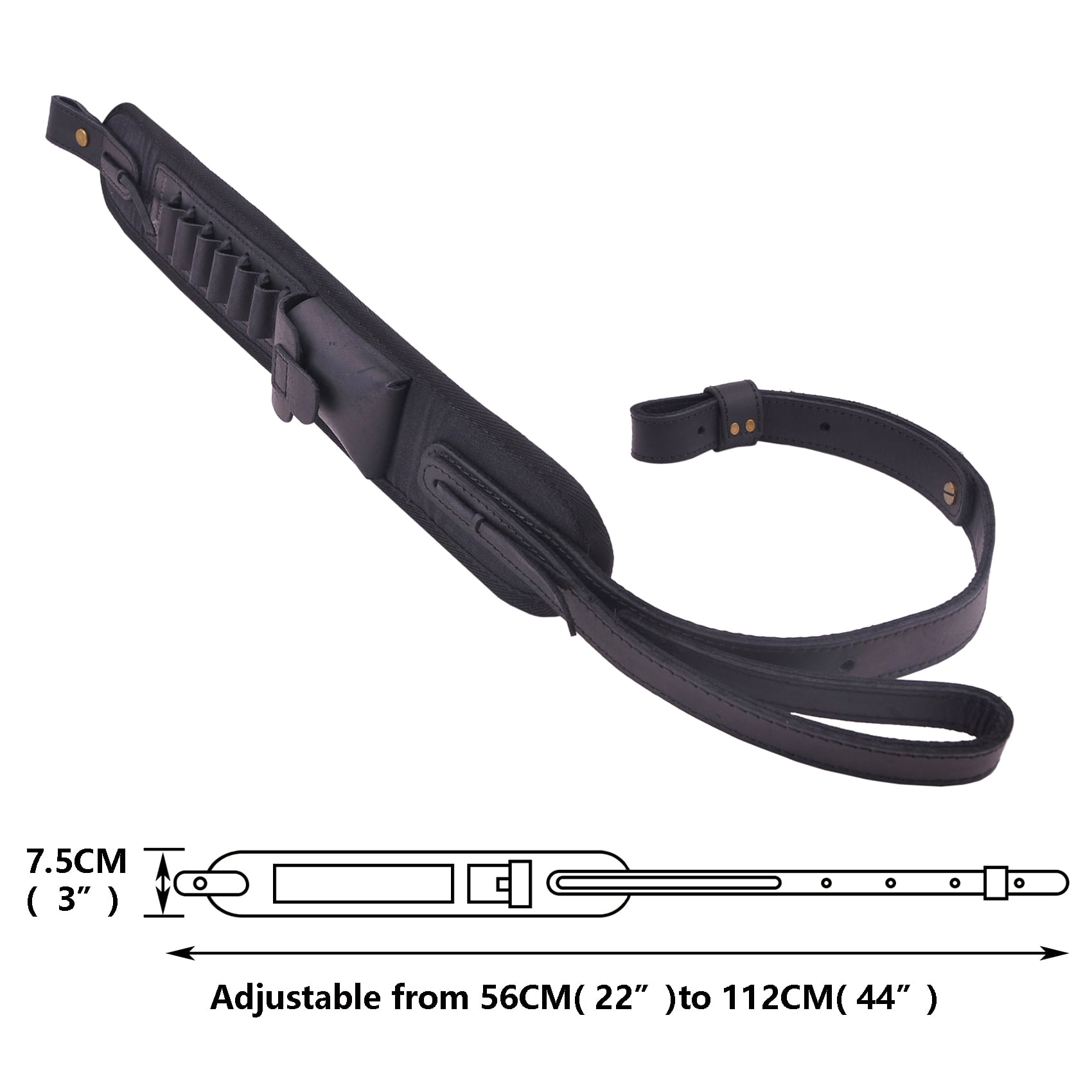 Hunting Leather Canvas Rifle Sling Gun Ammo Holder Slots Strap for .30/30 .357 .38