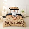thumbnail image 2 of Castle Fairy Basketball Print Twin Duvet Cover, Hoop Pattern Twin Bedding, Brown Orange,Black Reversible,2pcs,1 Duvet Cover and 1 Pillowcase, 2 of 6