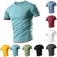 thumbnail image 3 of XMMSWDLA Mens Gym Workout Slim Fit Short Sleeve T-Shirt Cotton Performance Athletic Shirts Running Fitness Tee Light Blue Mens T-Shirts, 3 of 3