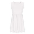 thumbnail image 5 of Summer Bubble Dresses for Women 2025 Casual Sleeveless Tank Mini Short Dress Crew Neck Smocked Sundress with Pockets, 5 of 6