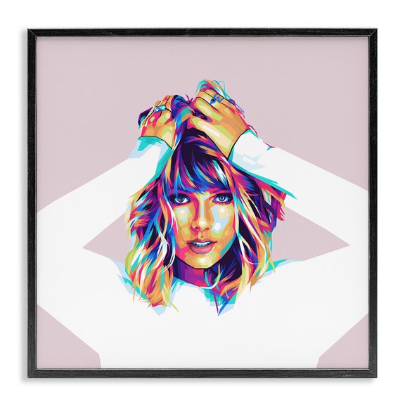 Stupell Industries Rainbow Haired Taylor People Painting Black Framed Art Print Wall Art, 12 x 12