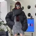 thumbnail image 2 of Chaqueta de mujer con bufanda abotonada, chaqueta de algodón cálida, chaqueta de pan para mujer, 2 of 6