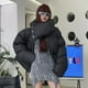 thumbnail image 4 of Chaqueta de mujer con bufanda abotonada, chaqueta de algodón cálida, chaqueta de pan para mujer, 4 of 6
