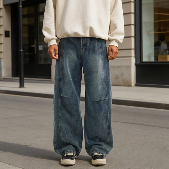 Men's Denim Pants for Spring and Autumn Casual Loose Fit Jeans for Everyday Wear Outdoor Leisure Trousers for Men