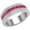 thumbnail image 3 of Mens Wedding Rings Ruby Gemstones Rings 14K White Gold Diamond Ring 2.97 CT TW, 3 of 6