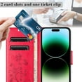 thumbnail image 6 of for iPhone 16 Pro Phone Case Wallet,Women Flip Folio Kickstand Cover with Credit Card Holders Emboss Butterfly Flower PU Leather Purse Wrist Strap Shockproof Case for iPhone 16 Pro,Red, 6 of 9
