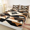 thumbnail image 4 of jejeloiu Bold Tribal Bed Sheets,Southwest Print Full Size Sheets For Boys,Black Tan,4pcs,1 Flat Sheet, 1 Fitted Sheet and 2 Pillowcases, 4 of 6