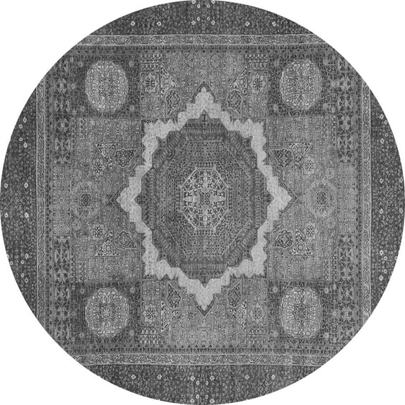 Ahgly Company Indoor Round Abstract Gray Modern Area Rugs, 6' Round