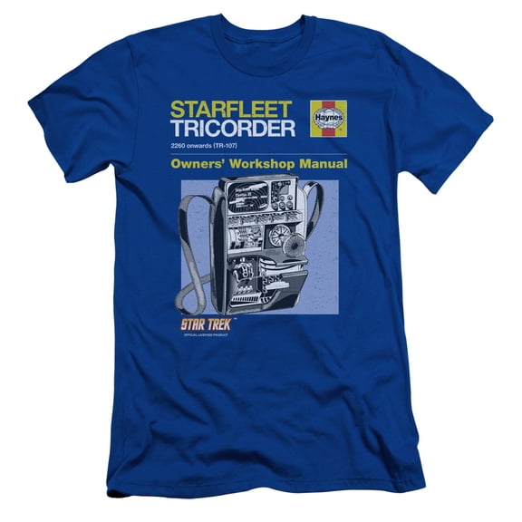 Star Trek Tricorder Manual Adult 30/1 T-Shirt Royal Blue