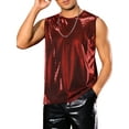 thumbnail image 4 of INSPIRE CHIC Glitter Tank Top for Men's Slim Fit Sleeveless Disco See Through Sparkly Vest M Red, 4 of 5