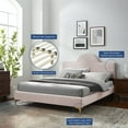 thumbnail image 2 of Platform Bed Frame, Queen Size, Pink, Velvet, Modern Contemporary, Bedroom Master Guest Suite Room, 2 of 10