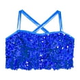 thumbnail image 3 of LiiYii Girls Sequins Dance Outfit Set 2 Piece Sparkly Crop Top with Skirt Jazz Latin Ballroom Dancewear Blue 14, 3 of 7