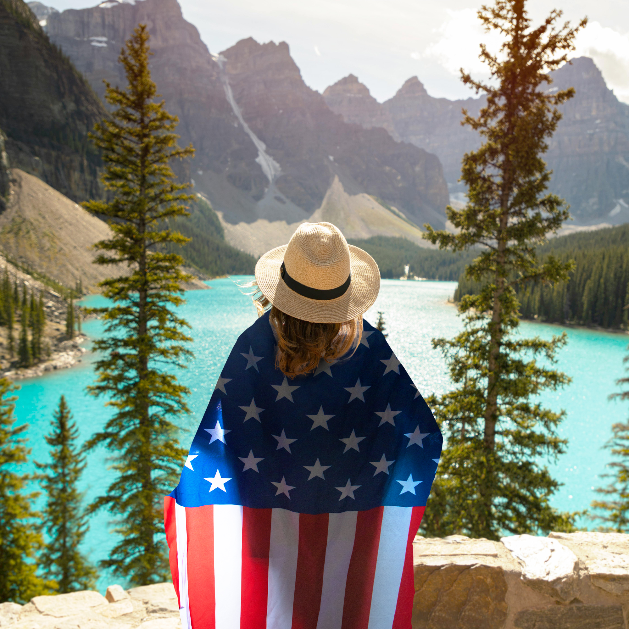 Anley American Flag Cape 3 x 5 FT - US National Flag Cape for Independence Day, 4th of July, Memorial Day Celebrations - Patriotic Flag Costume Cloak