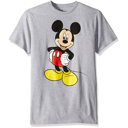 Disney Mickey Mouse Men's Mickey Wash Short Sleeve T-Shirt, Heather Grey