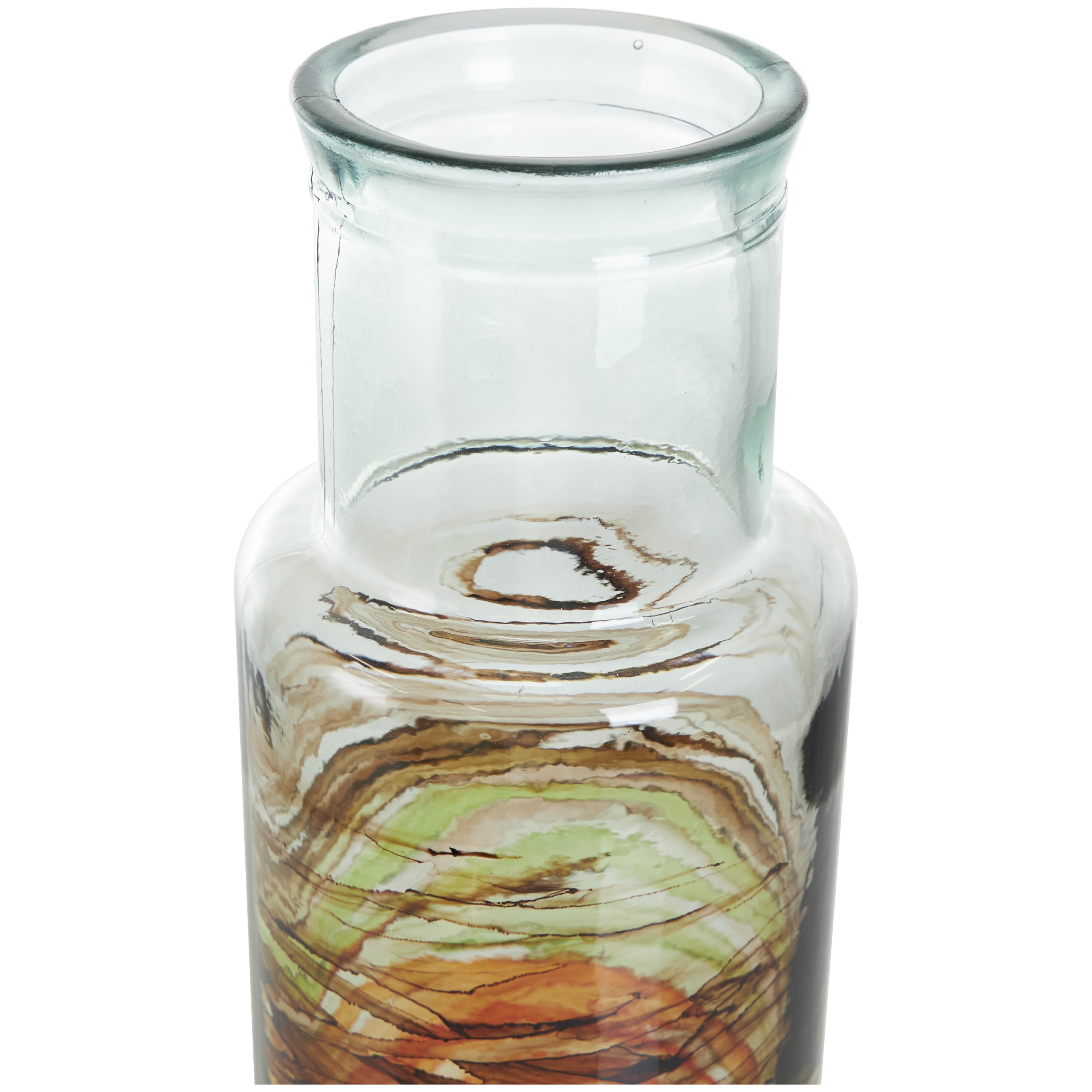 DecMode 22" Abstract Recycled Glass Vase with Swirled Colored Glass Bands