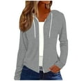 thumbnail image 3 of Chaqueta deportiva,Blusa informal de manga larga con capucha para mujer, de poliéster con cremallera frontal, cómoda para el hogar o el trabajo, sopatenor, 3 of 9