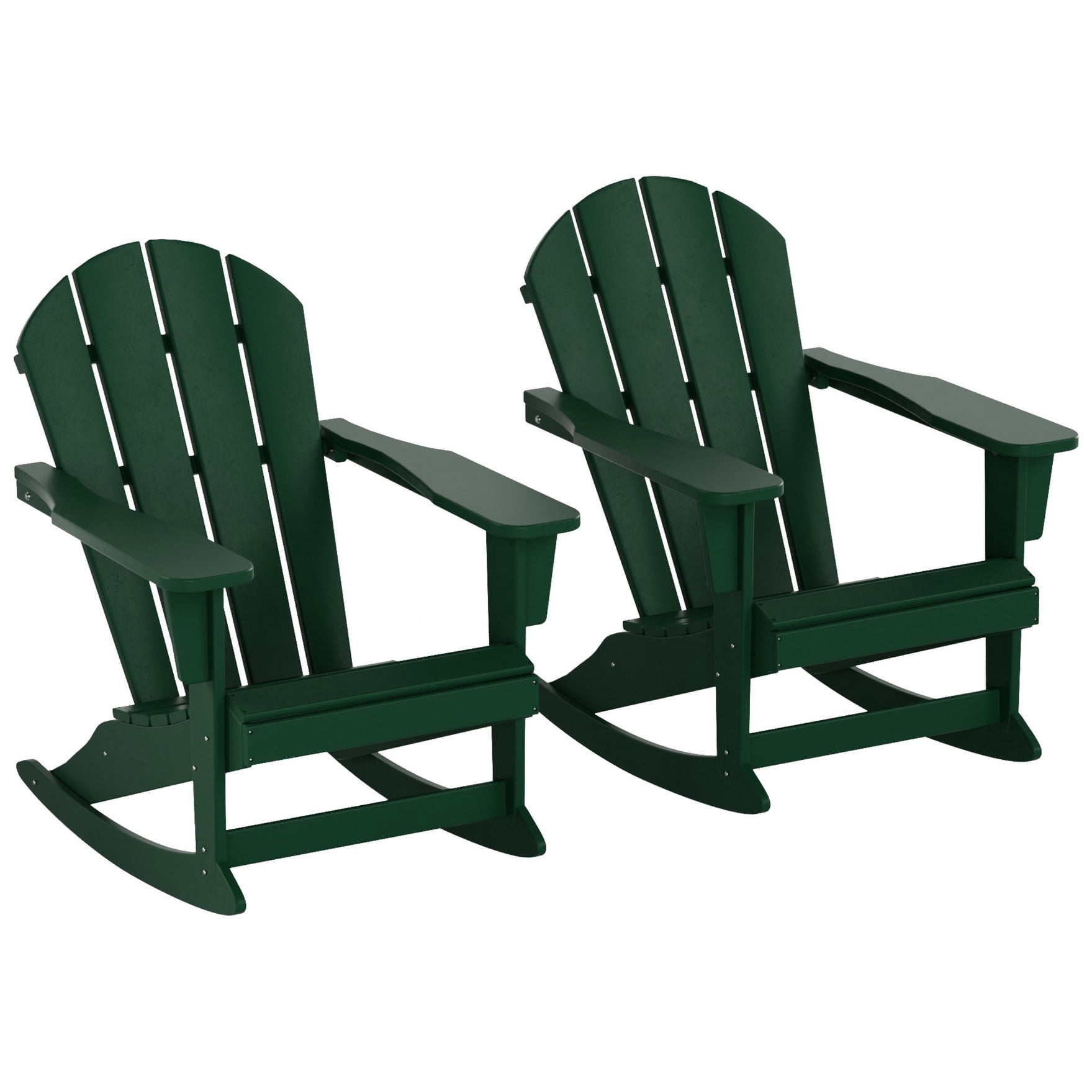 Polytrends  Laguna Hdpe All Weather Outdoor Patio Rocking Chair (Set of 2) Dark Green