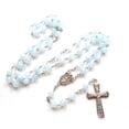 thumbnail image 1 of Meditation Gift Blue Jades Bead Cross Rosary Necklaces Bead Hangable Pendant for Women Men Praying Supplies, 1 of 4