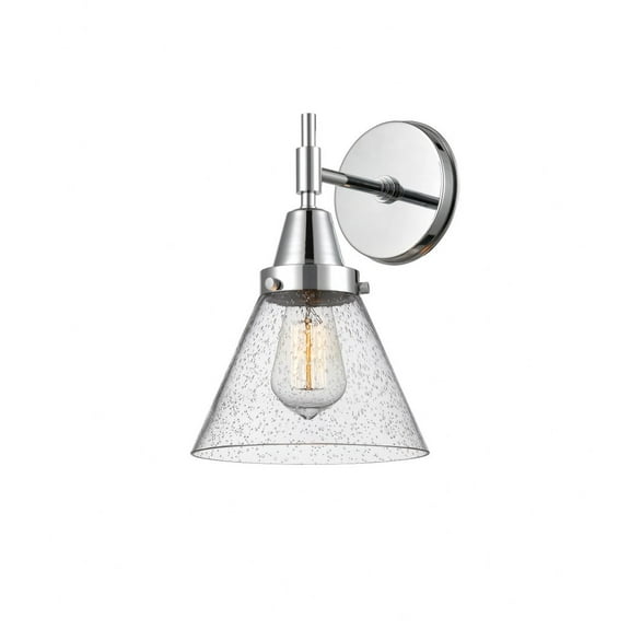 447-1W-PC-G44-Innovations Lighting-Cone - 1 Light Wall Sconce-11.25 Inches Tall and 7.75 Inches Wide-Polished Chrome Finish-Seedy Glass Color
