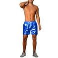 thumbnail image 2 of INSPIRE CHIC Metallic Shorts for Men's Elastic Drawstring Party Holographic Sparkly Shiny Hot Shorts with Pocket 32 Blue, 2 of 5