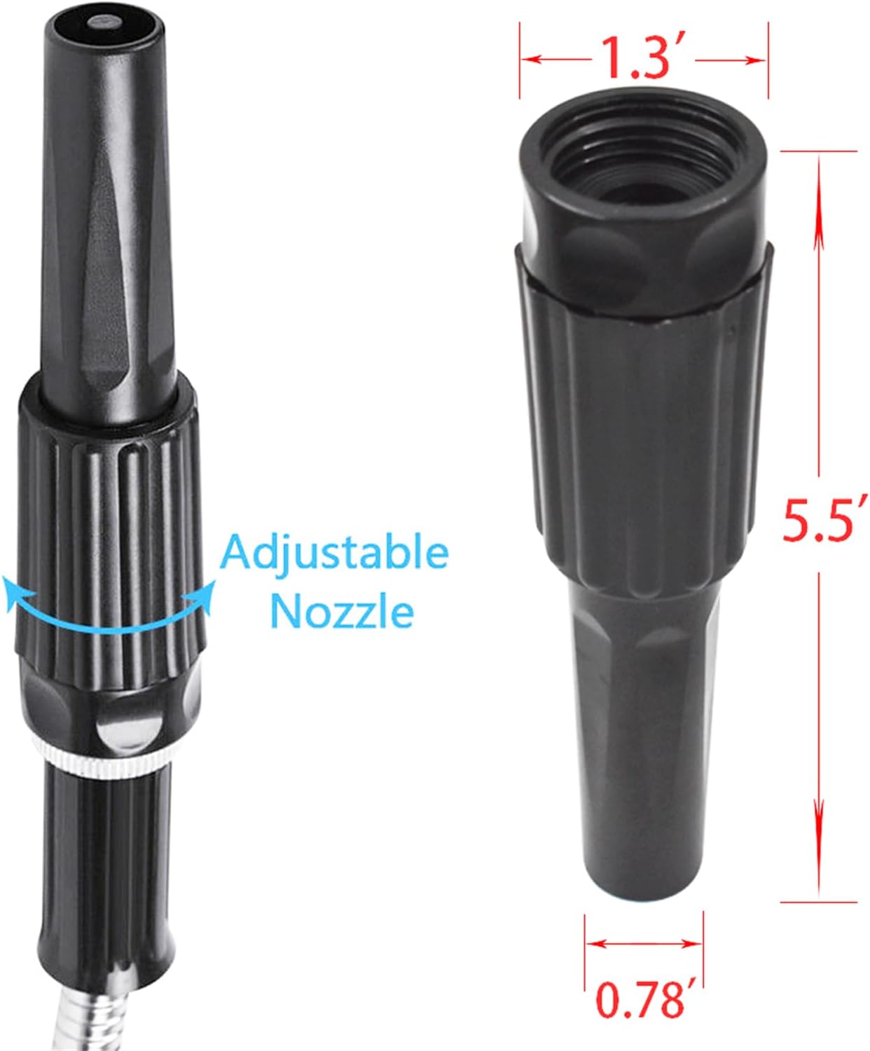 OTTULUR 304 Stainless Steel Garden Hose, Lightweight Metal Hose with Free Nozzle, Guaranteed Flexible and Kink Free (50FT)