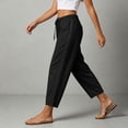 thumbnail image 5 of Besolor Women's Cotton Linen Pants Summer Casual Lace Drawstring Elastic Waist Cropped Trouser with Pockets, 5 of 6