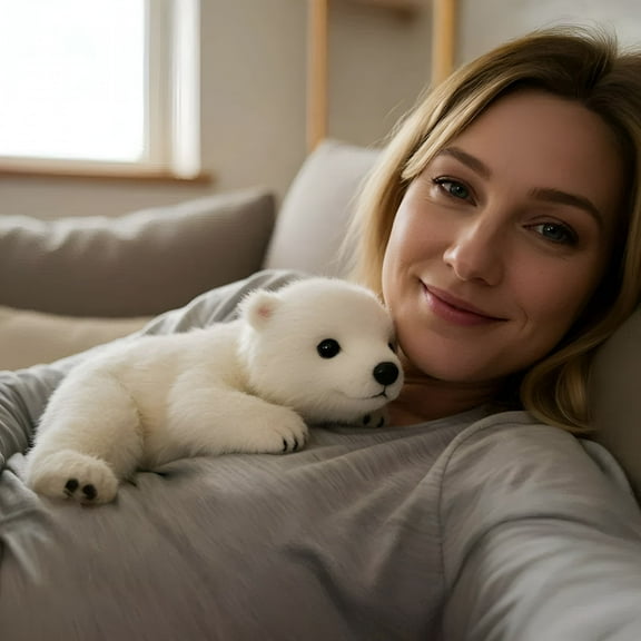 GJX 8.2" Polar Bear, Ultra-Soft Lifelike Plushies Hugs, Emotional Healing on Demand Stuffed Animals Toy Weighted Plush Realistic Emotional Support Companion Healing Hugs